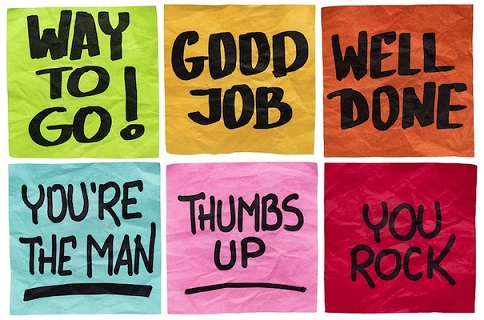 way to go, good job, well done, you're the man, thumbs up, you rock - a set of isolated sticky notes