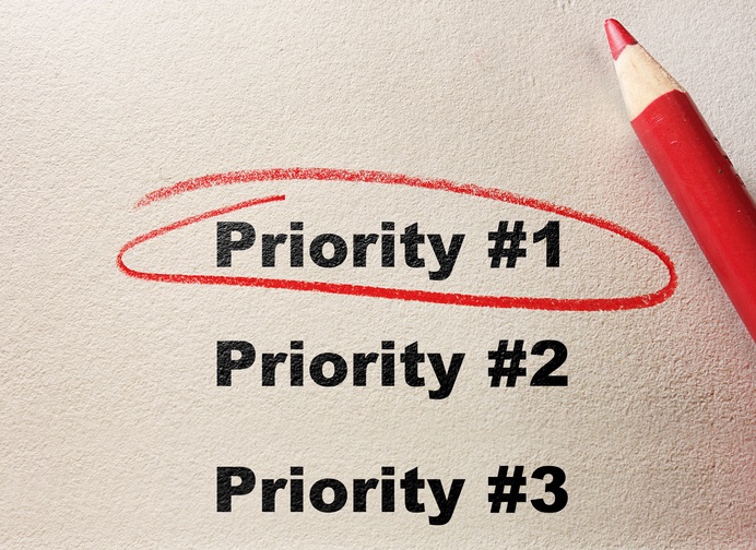 "Priority #1" written on a piece of paper and circled in red. Written underneath and uncircled: "Priority #2" and "Priority #3"