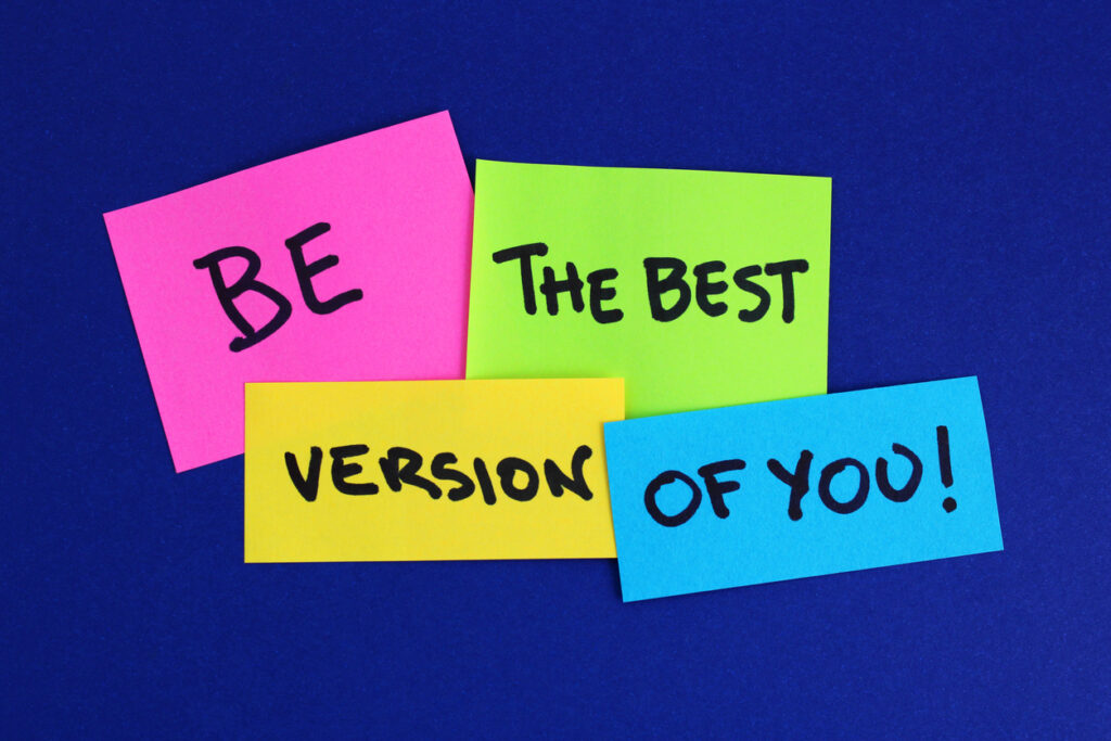 Colorful paper notes with the phrase BE THE BEST VERSION OF YOU